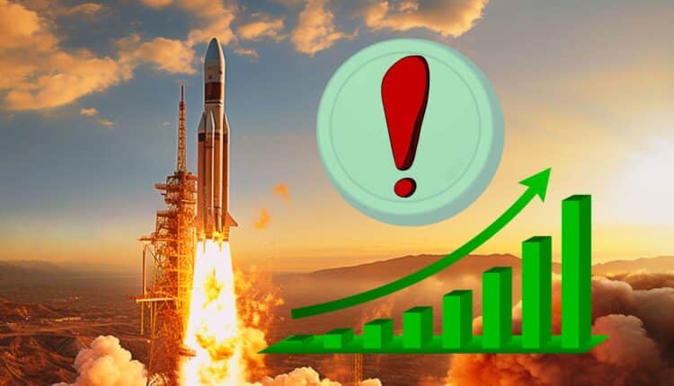 Altcoin gotowy na wzrosty, w tle start rakiety i wykres wzrostu.