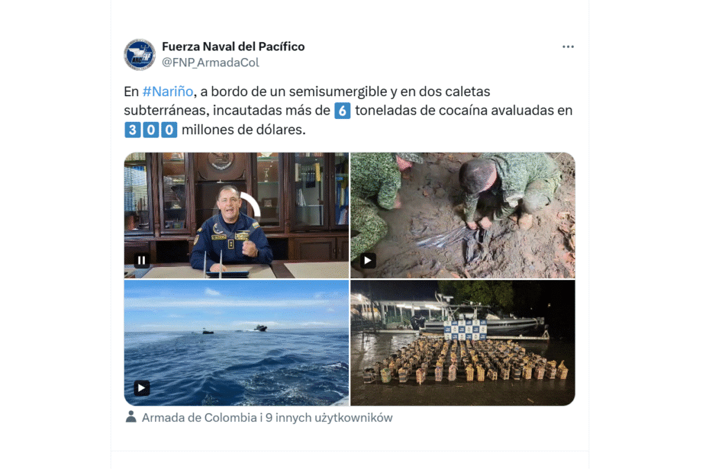 kokaina przechwycona przez kolumbijską flotę