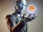 sztuczna inteligencja robot trzymający kryptowalutę shiba inu