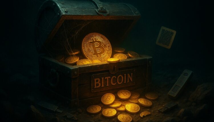 starożytny bitcoin w skrzyni