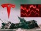 Tesla, w tle tonący statek i wykres pokazujący spadek.