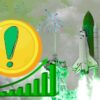 Tajemniczy token rośnie, w tle start rakiety i zielony wykres.