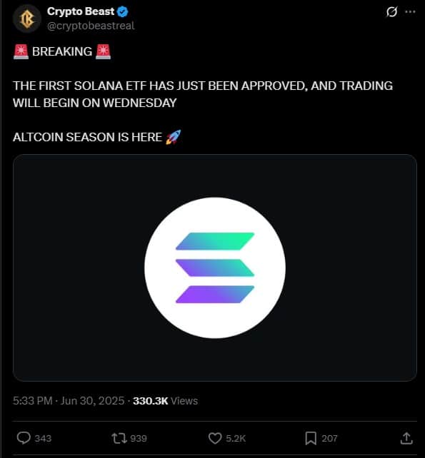 Post Crypto Beast na X.