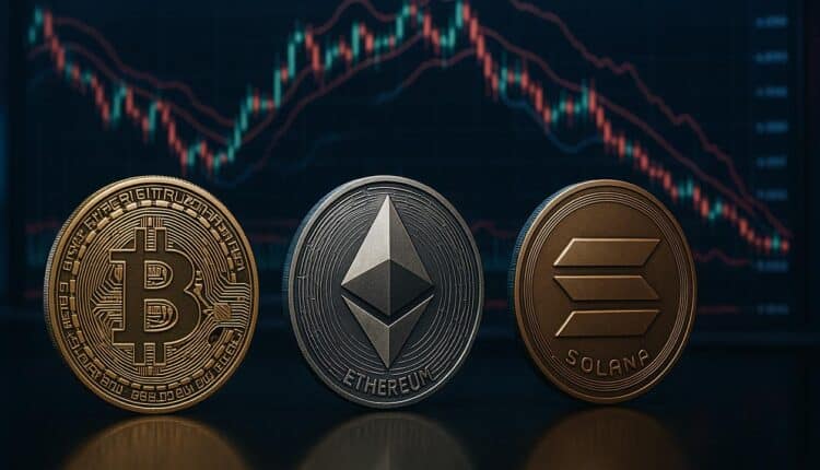 Bitcoin, Ethereum i Solana w punkcie zwrotnym. Wykresy się zacieśniają