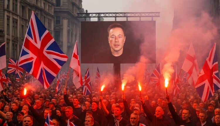 Chaos w Londynie, 100 000 demonstrantów, przemawiał Musk. „Albo będziecie się bronić, albo zginiecie”