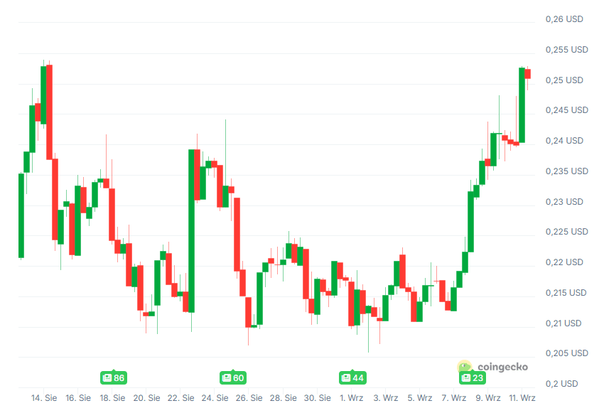 Wykres kursu Dogecoina (DOGE), fot. Coingecko