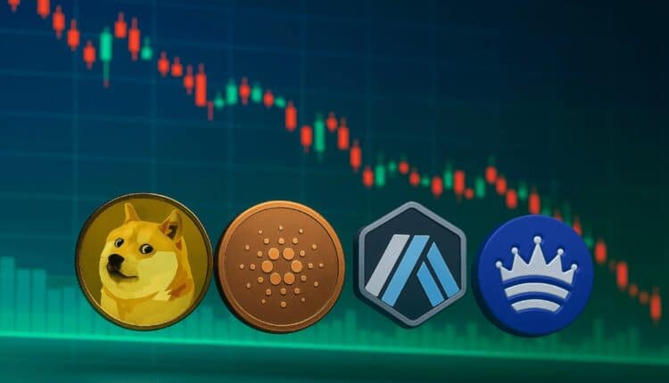 Dogecoin, Cardano, Arbitrum wśród największych przegranych. Największy spadek wśród średnich i niskich kapitalizacji rynkowych