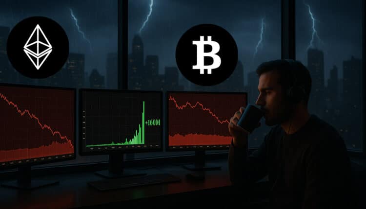 Anonimowy użytkownik zarobił ponad 160 milionów dolarów w ciągu 30 godzin, gdy Bitcoin i Ethereum spadały