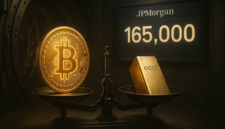 Nowa prognoza ceny Bitcoina. JPMorgan widzi szanse na 165 000 USD w obliczu zawężenia porównania cen złota