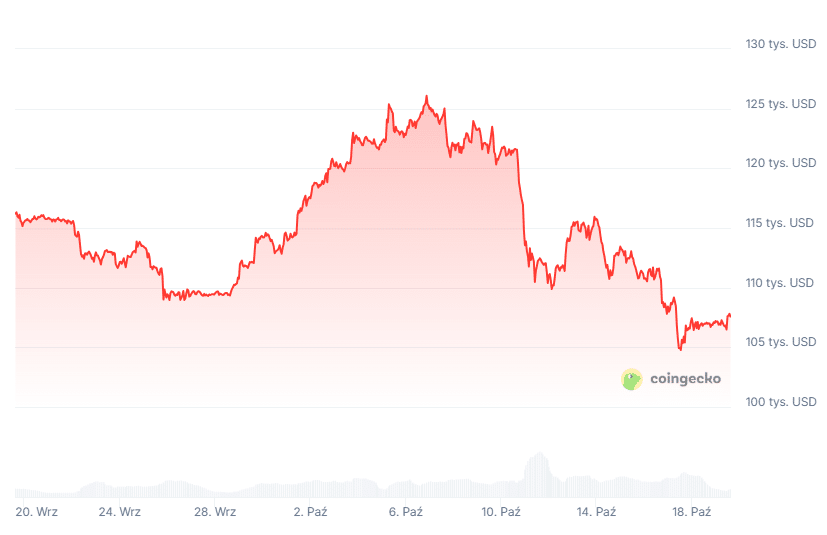 Wykres Bitcoina (BTC), fot. Coingecko