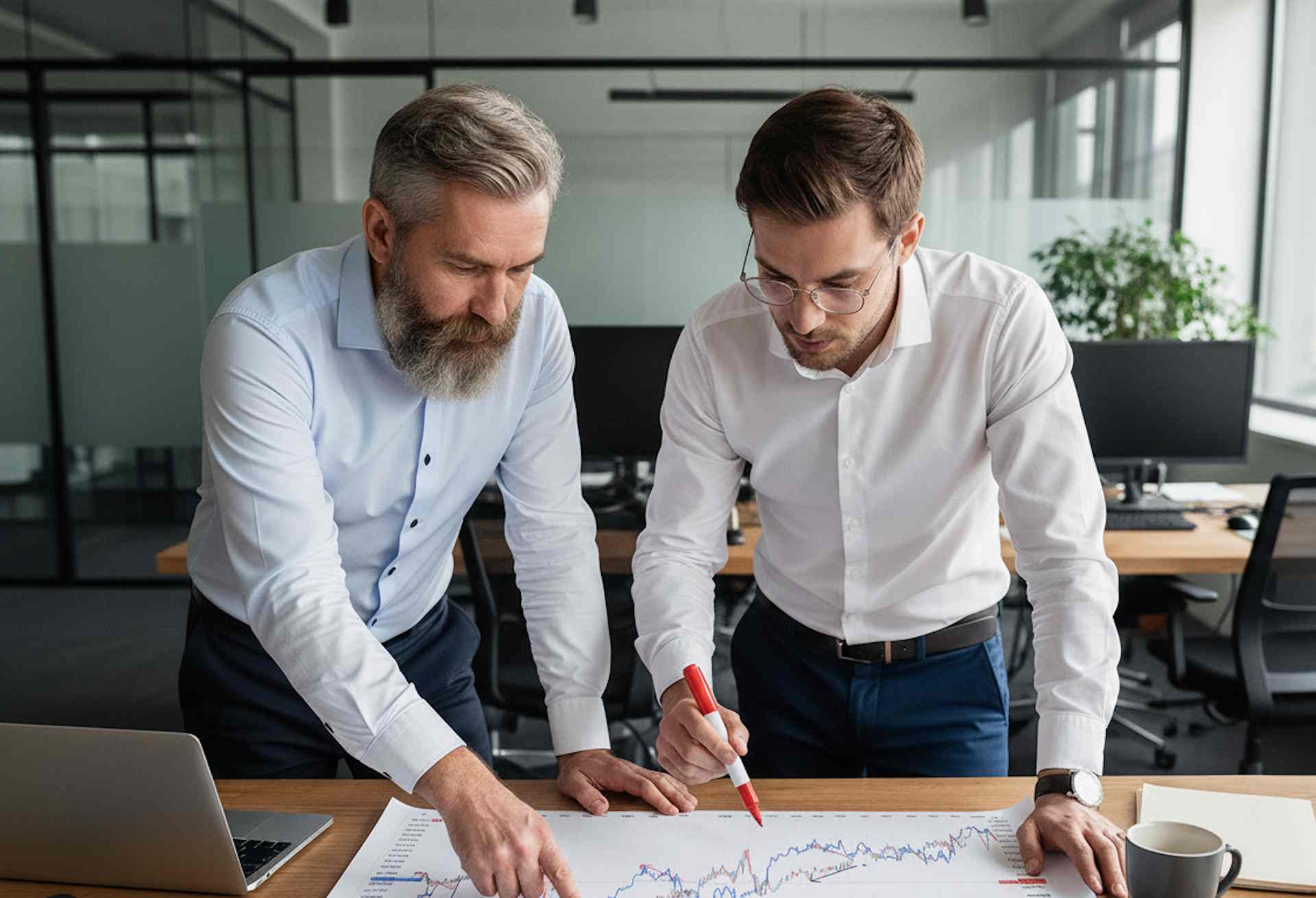 analitycy zauważający wzór na wykresie