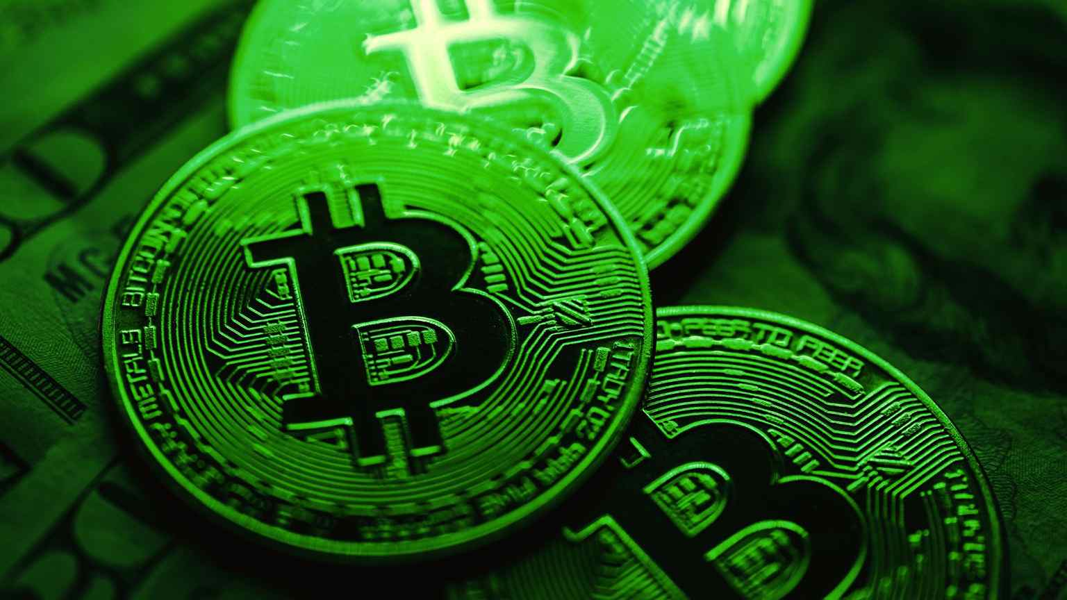 Zielony monety Bitcoin.