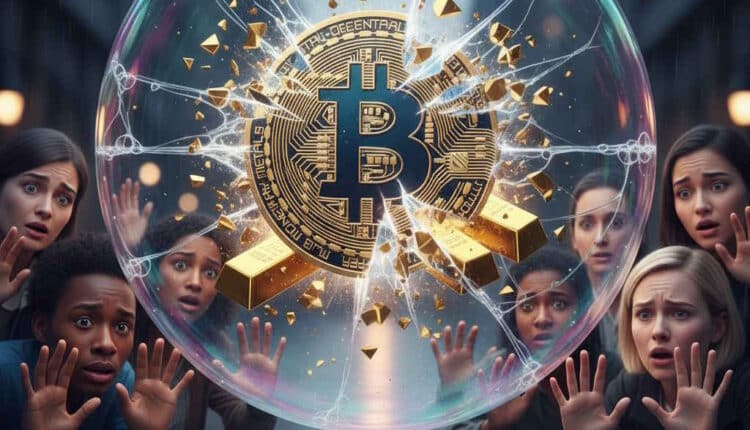 Bańka pęka – złoto idzie w dół, Bitcoin traci bilion. Google i JPMorgan ostrzegają – to się nie skończy dobrze!