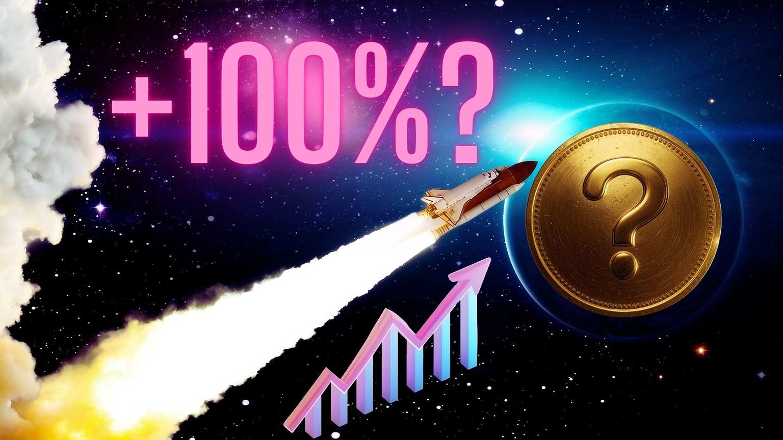 Tajemniczy token z szansami na odbicie o 100%. W tle rakieta i księżyc.