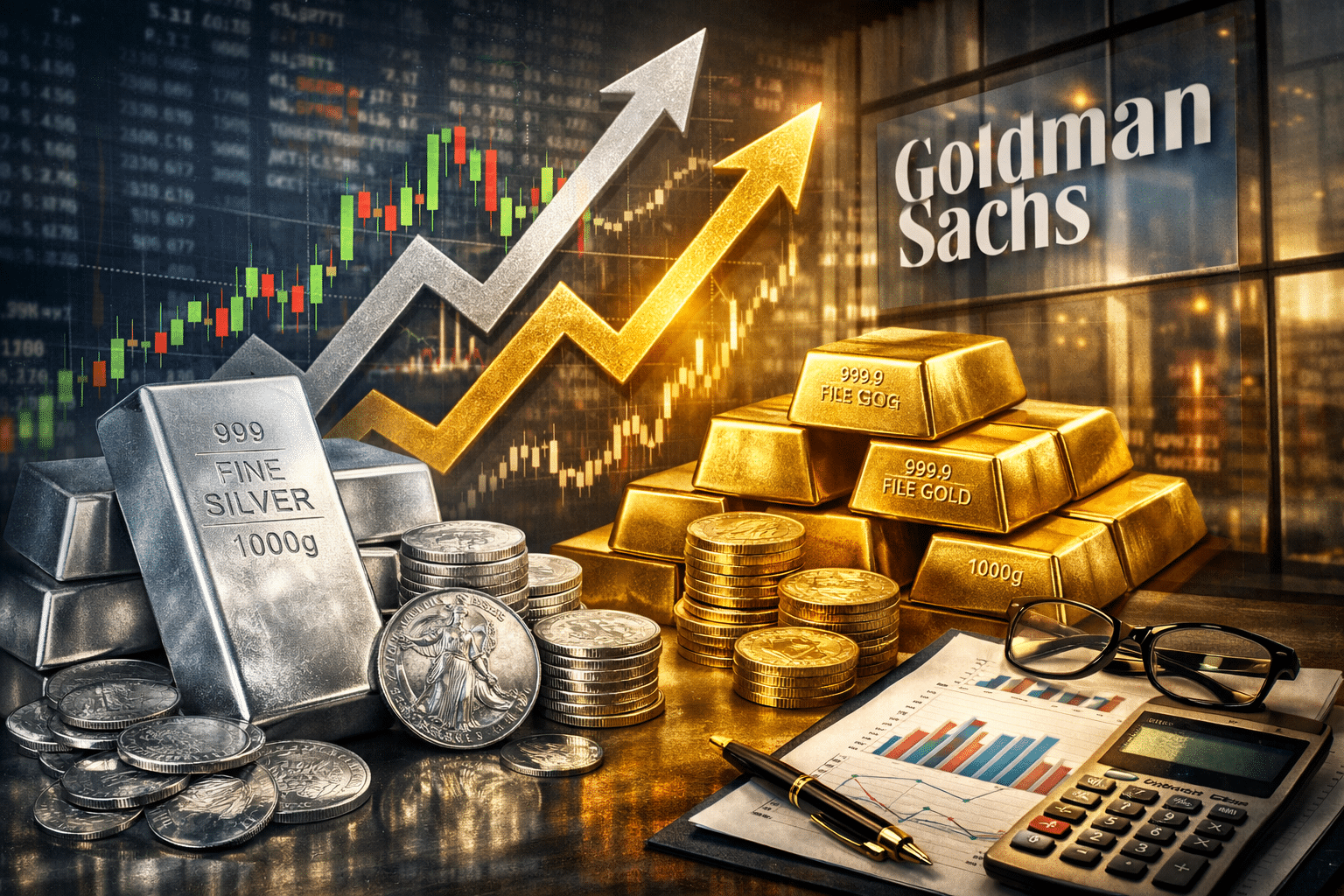 Srebro i złoto biją kolejne rekordy – Goldman Sachs po raz kolejny zmienia prognozy