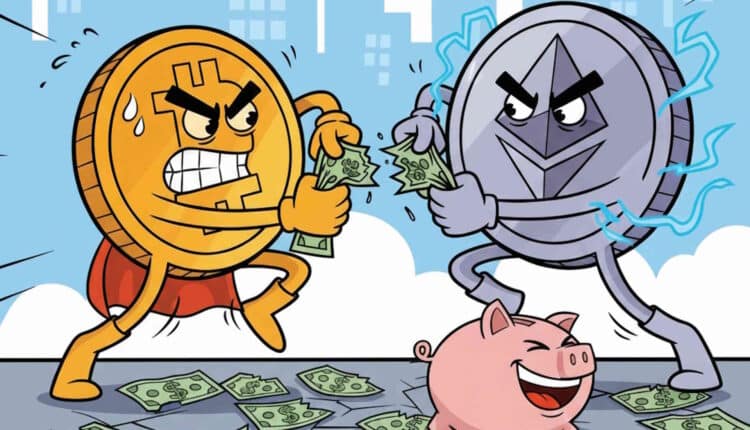 walka kryptowalut Bitcoin i Ethereum