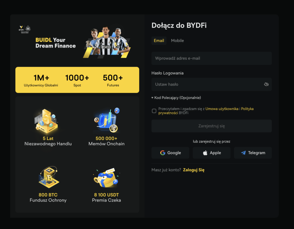 Rejestracja na BYDFi