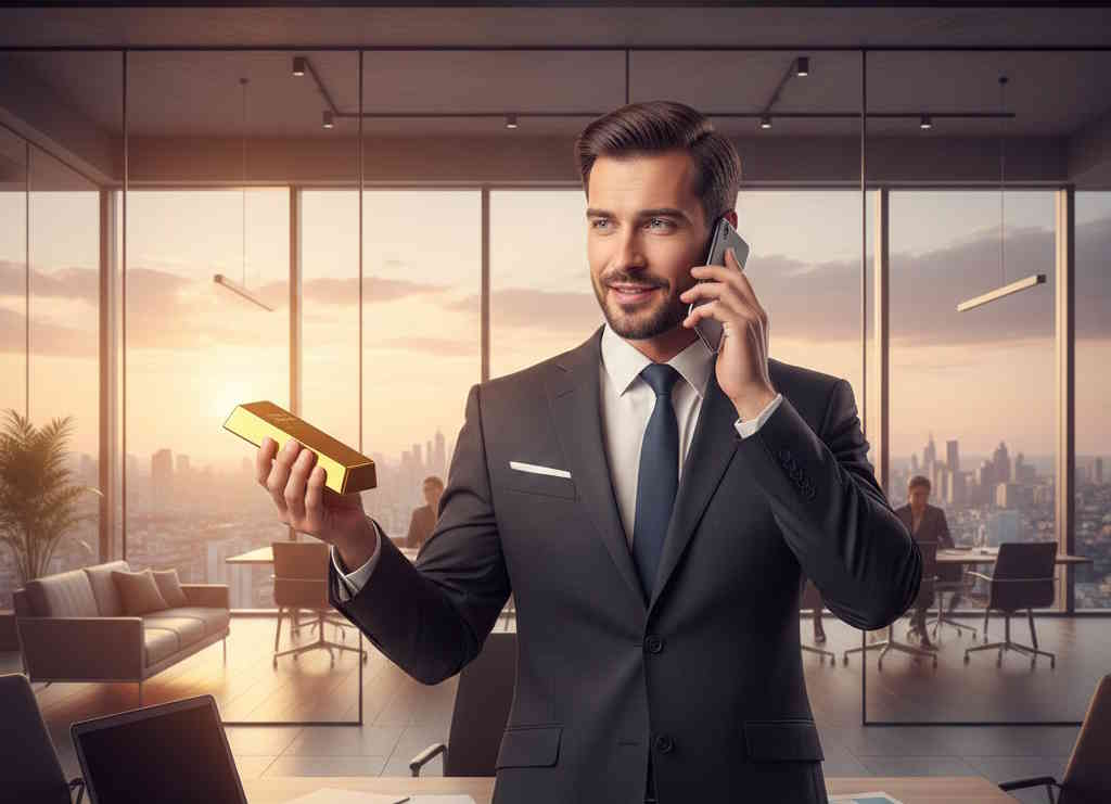 inwestor trzymający złoto