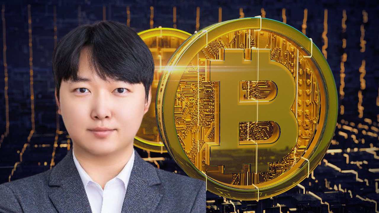 Kim Young-hoon na tle Bitcoina.