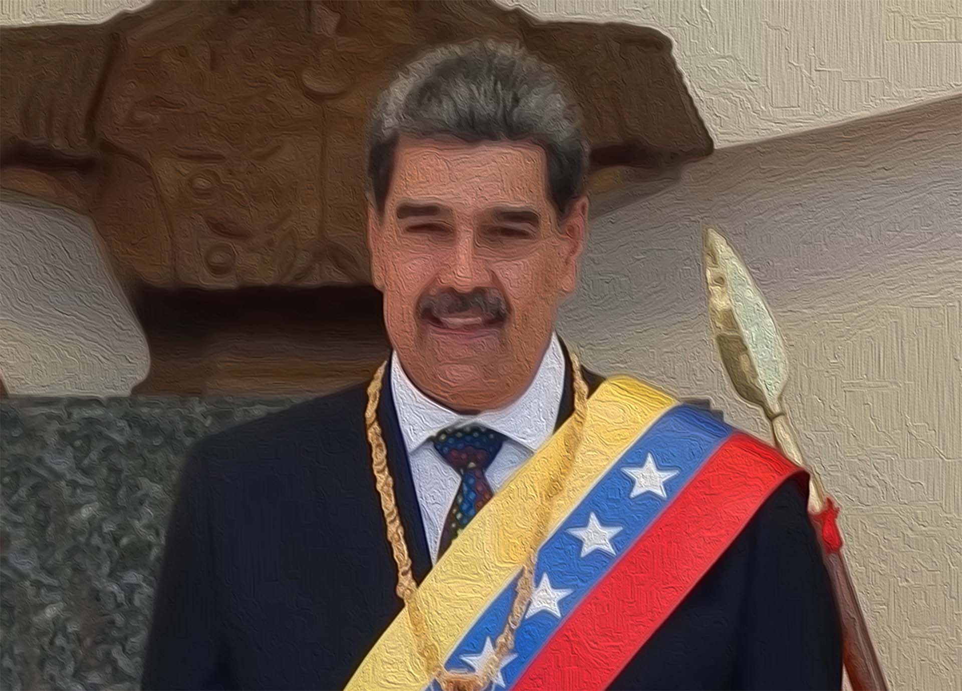 obraz olejny przedstawiający Nicolása Maduro