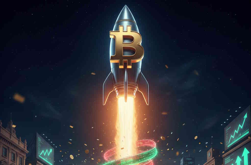 rakieta Bitcoin startyująca w górę