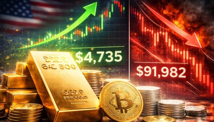 Złoto bije ATH, Bitcoin spada poniżej 92 000$. Rynek ucieka w bezpieczne aktywa?
