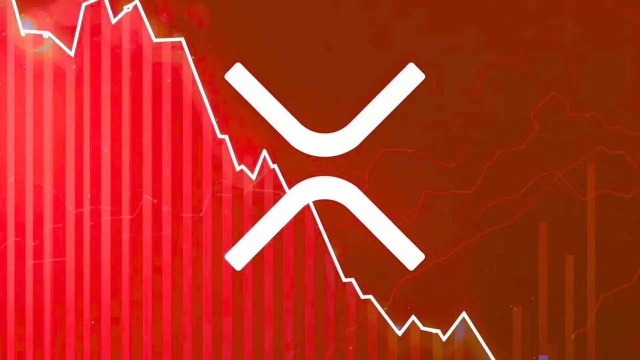 Krach XRP, czerwony wykres pokazujący spadek.