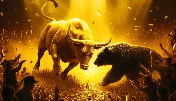 Rozpędzony byk na rynku złota.