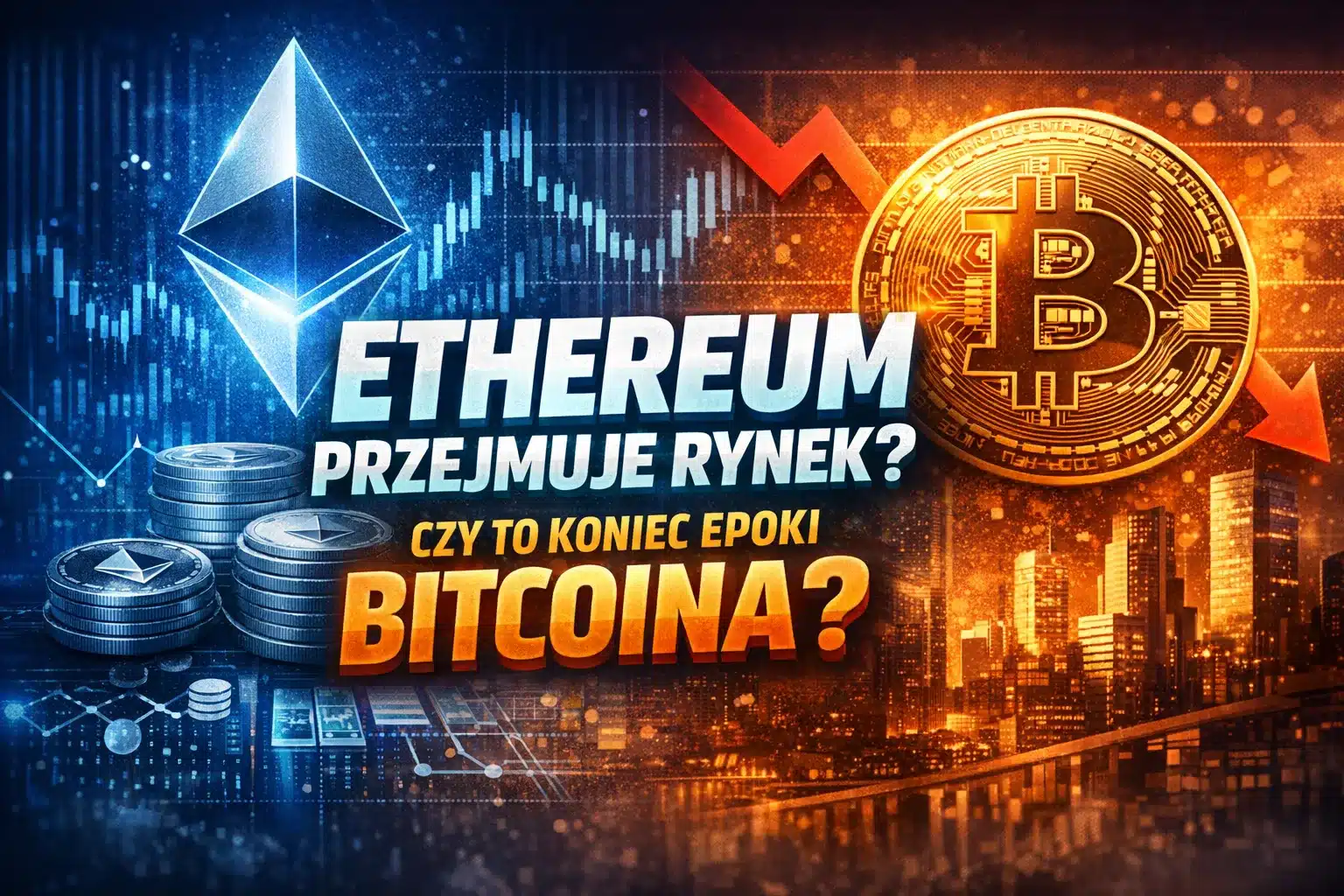 Grafika Ethereum versus Bitcoin