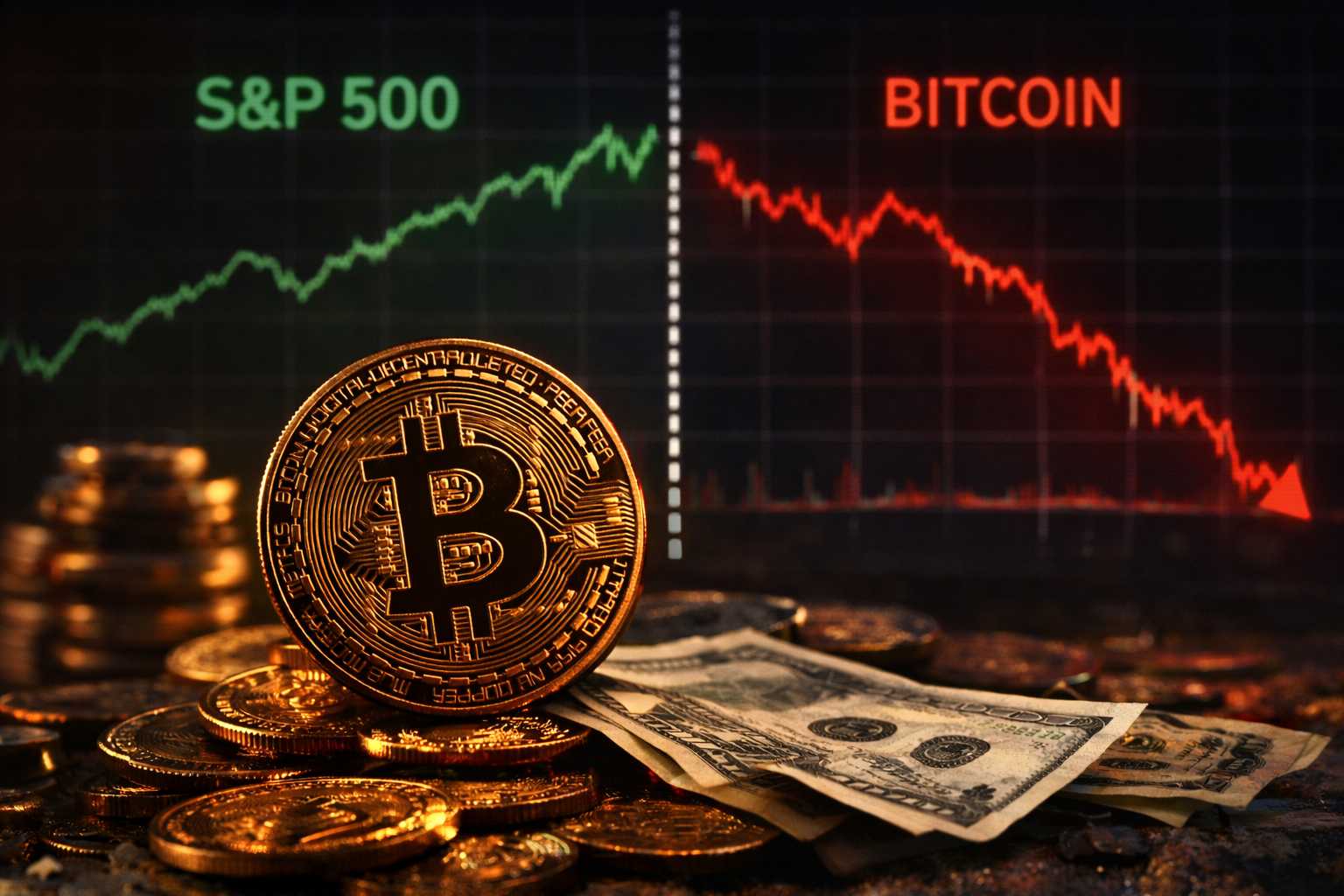 korealcja bitcoina z rynkiem akcji