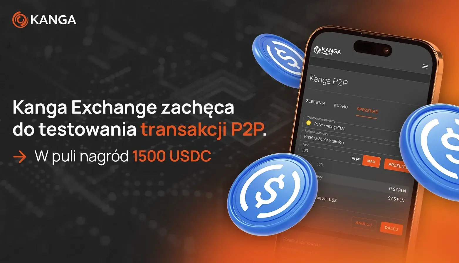 Kanga Exchange zachęca do testowania transakcji P2P. W puli nagród 1500 USDC