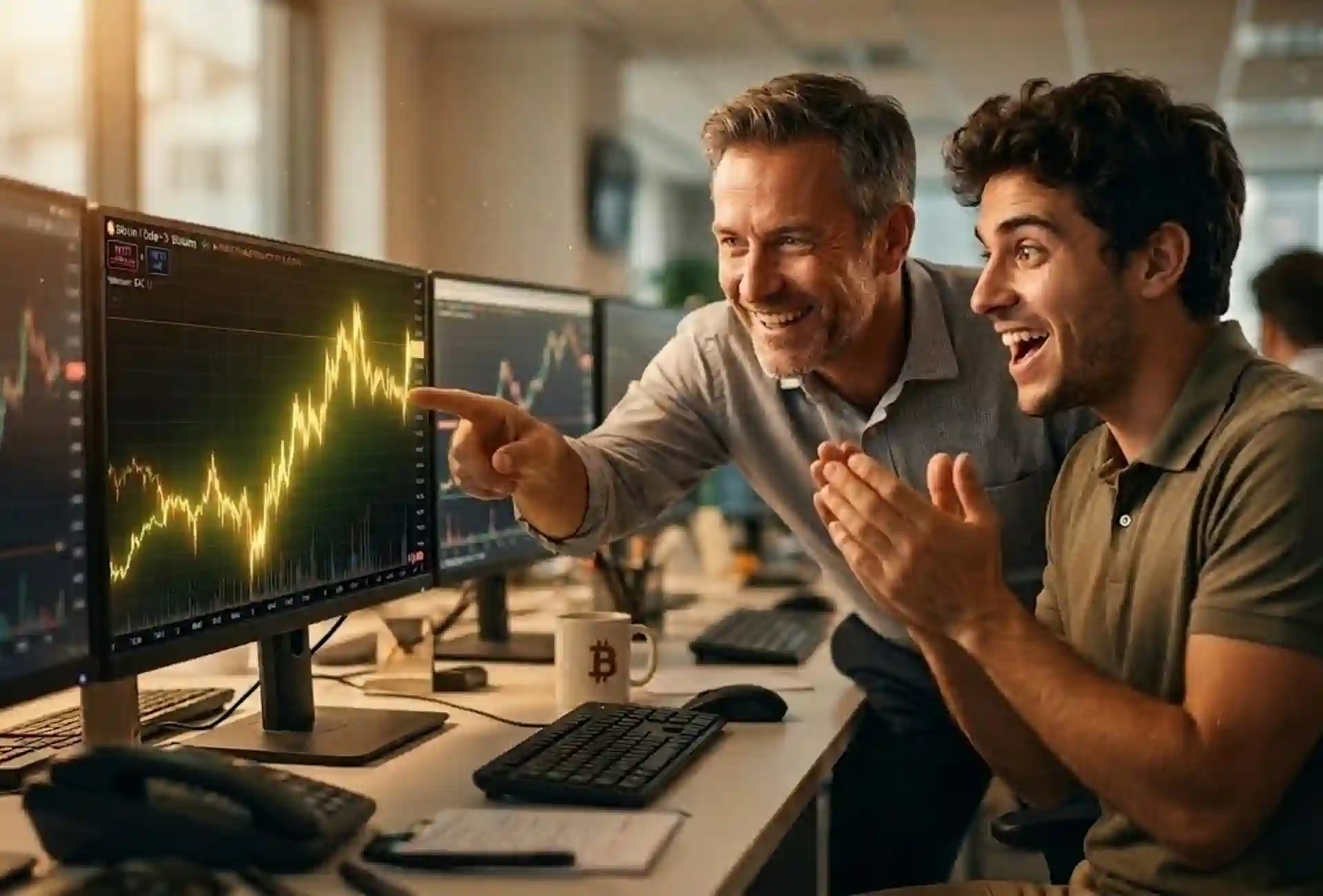 traderzy Bitcoin analizują wykresy