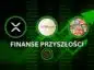 Grafika z tłem zielonym pokazującym strzałki wzrostowe. Na pierwszym planie trzy loga- XRP, JPMorgan, Mastercard. pod nimi tytuł FINANSE PRZYSZŁOŚCI. pod nim pytajnik
