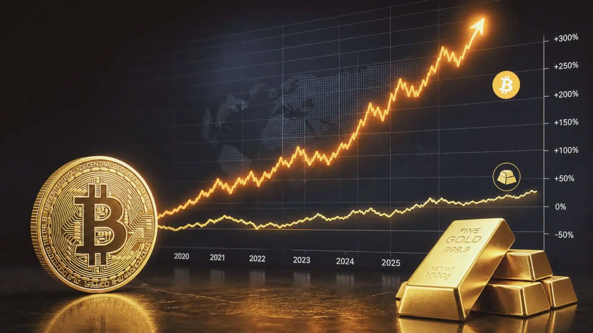 bitcoin-pokonuje-zloto Bitcoin deklasuje złoto i radzi sobie lepiej niż bezpieczna przystań. Anomalia czy trwała zmiana trendu?