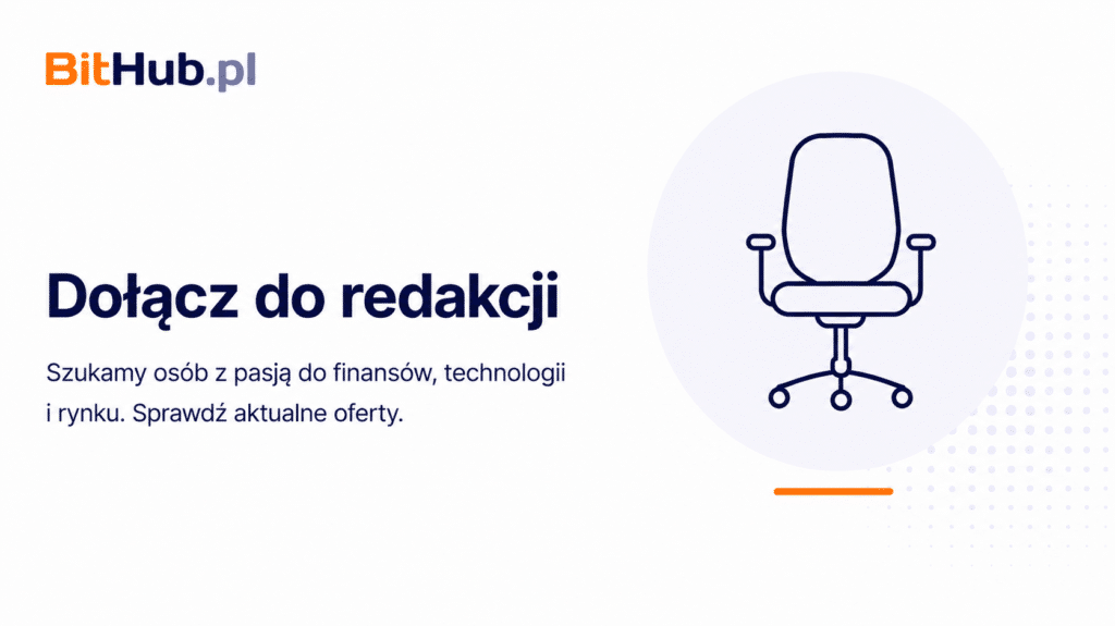 Grafika fotela biurowego przedstawiająca rekrutację i możliwość dołączenia do redakcji BitHub.pl.