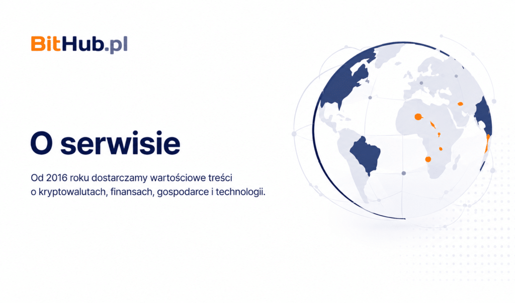 Grafika przedstawiająca glob i identyfikację wizualną BitHub.pl symbolizującą globalny zasięg informacyjny tematyki portalu.