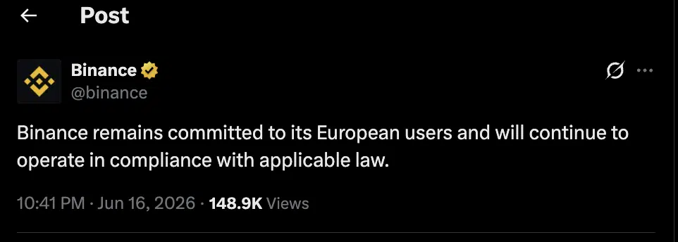 binance post na x