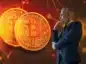 Zamyślony inwestor obserwuje Bitcoina.