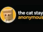 Logo i motto kryptowaluty memowej ZCAT, czyli kot z papierową torbą na głowie z napisem "the cat stays anonymous"