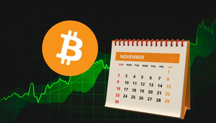 Bitcoin obok kalendarza na tle wykresu.