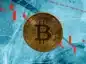 Bitcoin na tle wykresu oraz tafli lodu.