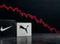 Nike i Puma na tle wykresu spadkowego.